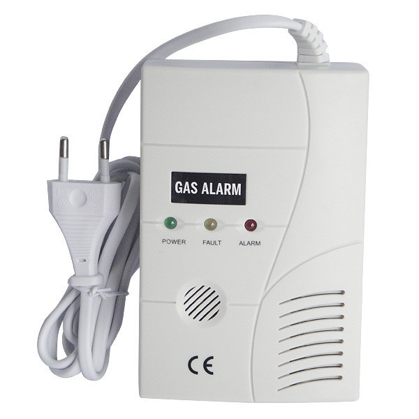 220V la alarma del detector de escape del gas del hogar de la CA LED con el auto obturó la válvula electromagnética
